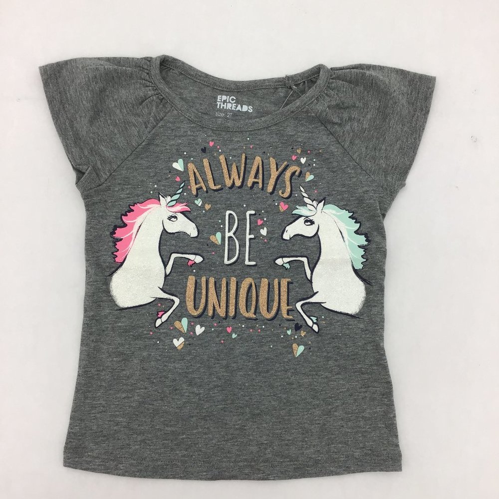 Epic Threads | Girl's T-shirt | Gray | Unicorns |